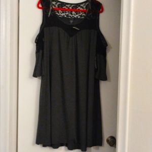 New Cold shoulder Black and Gray Dress with lace 3X